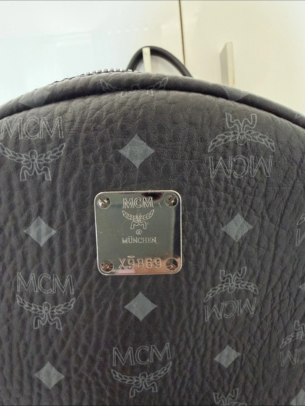 MCM Black Monogram Leather Backpack